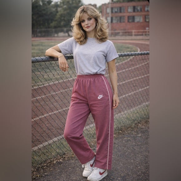 Nike Pants - Nike - RARE FIND - Vintage 70s 80’s  pull on track pants - purple, cotton blend